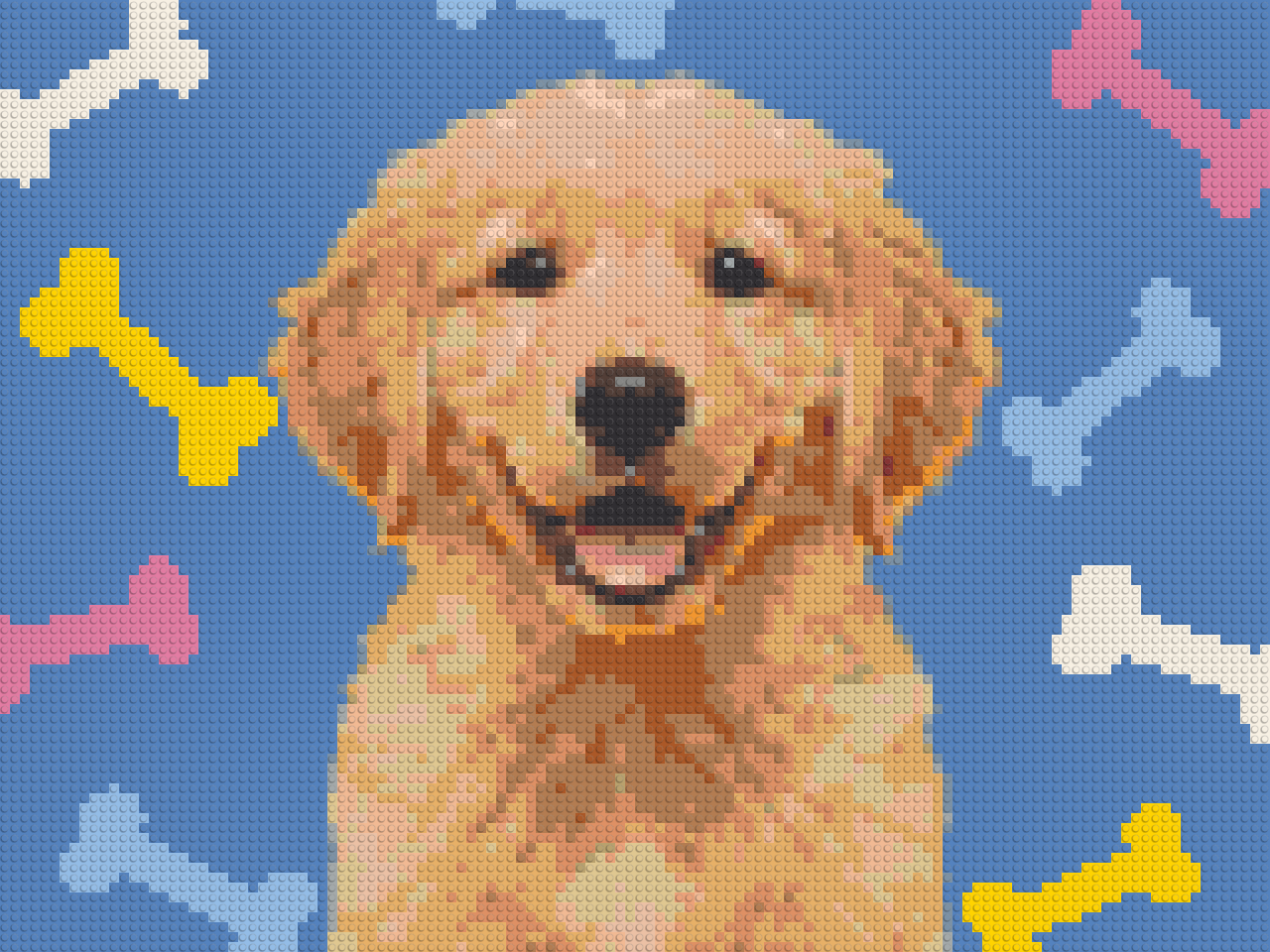 Le même chiot transformé en mosaïque de briques